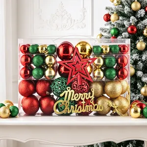 Hochwertiges 100-teiliges Weihnachtsball-Set in Rot Grün und Gold in Geschenkbox