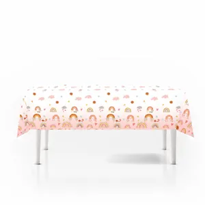 Roze bohemian regenboog party tafelkleed 108x180cm voor verjaardag tafel decoratie