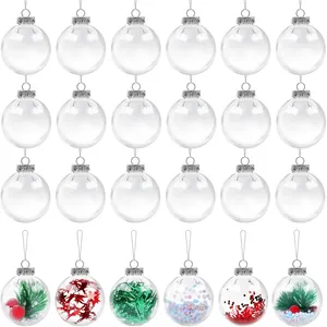Clear Plastic Christmas Ball Ornaments Transparent Blow Molded Hanging Baubles For Holiday Tree Decorations Home Decor