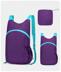 Lightweight dark purple foldable hiking backpack for outdoor sports and camping trips