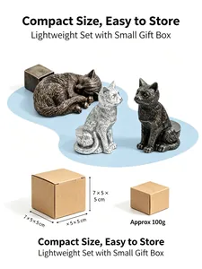 Dimensions détaillées et emballage de boîte pour ensemble de figurines chat en résine