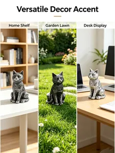 Vue détaillée d'une statue de chat servant d'accent décoratif polyvalent dans divers lieux.