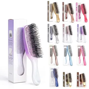 Professional electroplated detangling hair brush for scalp massage and hair styling variety