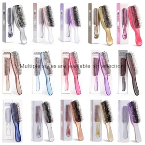 Professional electroplated detangling scalp massage brushes in colorful multi-styles