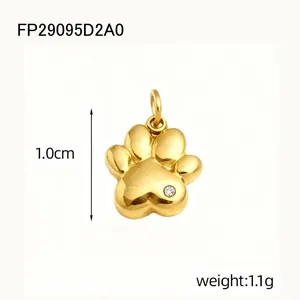 Detailed view of the gold-colored stainless steel cat paw pendant for DIY jewelry making