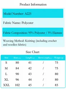 Detailed size chart and fabric specification for women's slim fit V-neck T-shirt