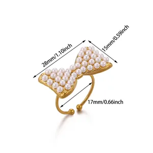 Détail des mesures : longueur du nœud de 28 mm et diamètre intérieur de 17 mm de la bague or