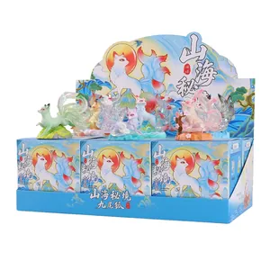 Set of mythical nine-tailed fox mystery boxes with colorful collectible figurines
