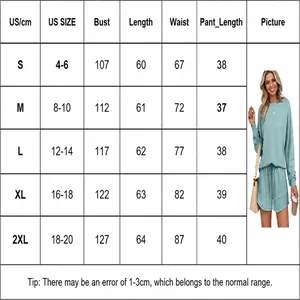 Tabella taglie dettagliata per completo casual da donna due pezzi verde acqua con shorts
