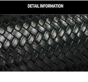 Dettaglio macro della trama in pelle PU intrecciata nera per portafoglio