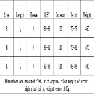 Detailed size chart for French resort style suspender long dress with measurement data