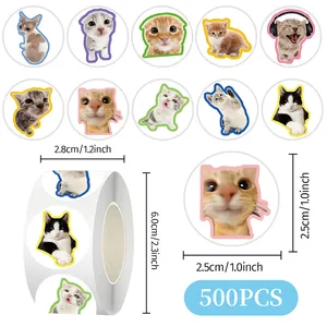 Set of 500 realistic cute cat stickers on a roll for phone cases and laptop decoration
