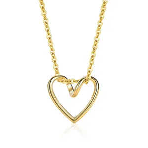 Elegant 925 Sterling Silver Hollow Heart Pendant Necklace For Women Dainty Adjustable Chain Minimalist Fashion Jewelry Accessories