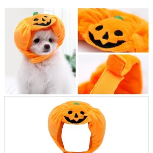 Weicher Plüsch-Kürbishut für Hunde und Katzen mit festlichem Halloween-Gesicht
