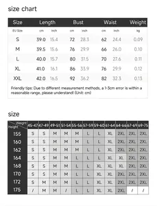 Detaillierte Größentabelle für Damen-Yoga-Westen und hoch-elastische Sport-Tops
