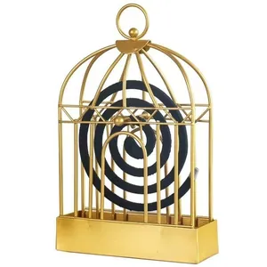 Eleganter goldener Mückenspulenhalter im europäischen Vogelkäfig-Stil aus Metall