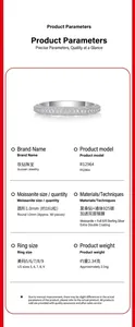 Especificaciones detalladas del producto para anillo de plata S925 con moissanita