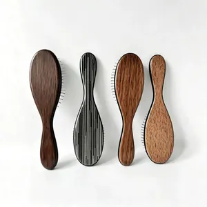 Professional silver needle air cushion hairbrushes with wood grain and stripe patterns