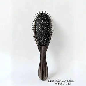 Professional cushion hair brush with silver needle bristles for scalp massage and detangling