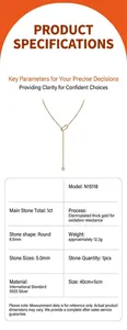 Spécifications détaillées du collier en Y en argent S925 minimaliste plaqué or.