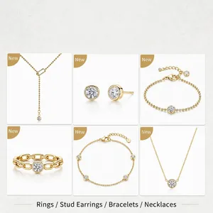 Collection de bijoux en argent moissanite 925 avec colliers, bagues et bracelets