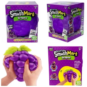 Large purple scented grape squishy toy SmushMart stress relief toy packaging and demo