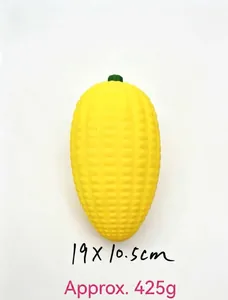Macro detail of giant yellow stress relief squishy toy with 19x10.5cm dimensions