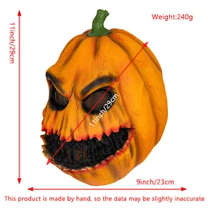 Dimensiones y especificaciones de peso completas para la aterradora máscara de calabaza.