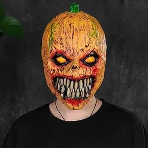 Máscara de látex de calabaza aterradora para disfraz de fiesta de Halloween