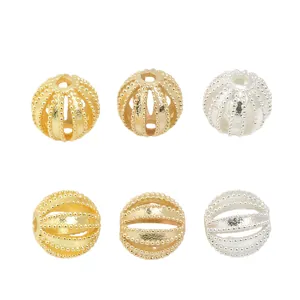 Hohlkugeln mit Streifen in Gold und Silber für DIY-Schmuckherstellung Zubehörteile