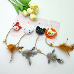 Set pluche kattenspeelgoed met hennep touw veren en gouden bellen voor huisdieren