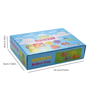 Detailed dimensions of the Balloon Dog squeeze toy packaging box, 24.5x18x6cm.