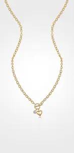Detailed view of 925 sterling silver gold-plated necklace with heart pendant