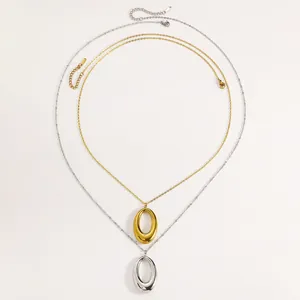 Minimalist stainless steel U-shaped horseshoe pendant necklaces in gold and silver