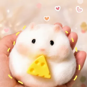 Simulation Plush Hamster Squishy Stress Relief Toy Soft Rebound TPR Squeeze Toy Cute Cartoon Animal Squishy Toy For Office Home Stress Relief
