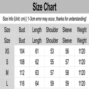 Detailed size guide for women's leather jacket with bust and length measurements