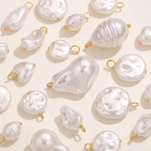 Baroque Imitation Artificial Pearl Pendant Stainless Steel Gold Plated Irregular Heart Teardrop Charm For DIY Jewelry Making Accessories