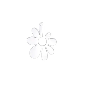 Anhänger aus silbernem Edelstahl in Form einer hohlen Blume für individuellen DIY-Schmuck