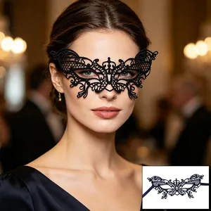 Elegant black lace masquerade mask for Halloween parties and fancy festive gala events