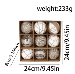 Detailed view of 9pcs Christmas hanging ball set with dimensions and weight