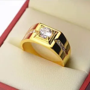 Vintage Geometric Square Alloy Rhinestone Ring Unisex Electroplated Fashion Inlaid Band Ring