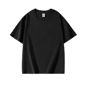 Detailed view of a classic black oversized crew-neck short-sleeve cotton T-shirt.