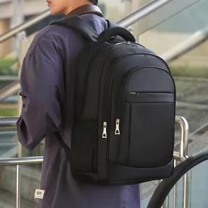 Business casual large capacity black backpack for men laptop travel schoolbag