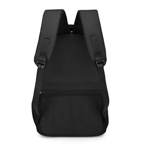 Back view of a black large-capacity men's business casual laptop backpack with padded straps