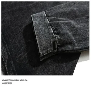 Macro view of vintage washed cotton sleeve cuff with high-quality durable stitching