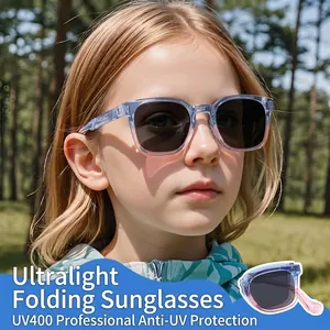 Faltbare Kinder Quadratische Sonnenbrille UV400 Schutz Tragbare Mode Brillen Kinder Sonnenschutz Farbverlauf Rahmen Outdoor Sonnenbrille