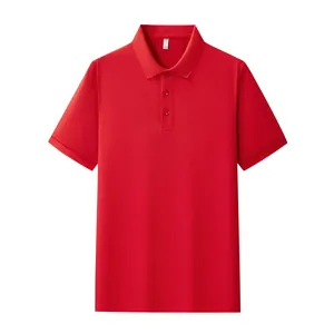 Classic red short-sleeved men's Polo shirt with breathable piqué fabric texture.