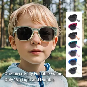 Modische faltbare quadratische Sonnenbrille für Kinder mit leichtem Rahmen in Farben
