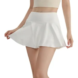 Witte tennisrok met hoge taille en plooien voor dames voor yoga sport hardlopen