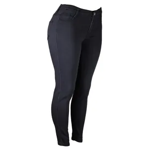 Close-up van zwarte skinny jeans voor dames met nauwsluitende pasvorm en hoge taille